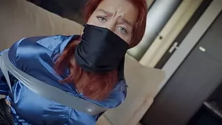 Daisy - Secretary in Tape Bondage Bound Gagged Damsel in Distress