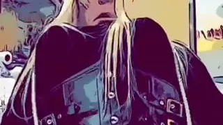 Smoking in Red Sheer Gloves w Dee