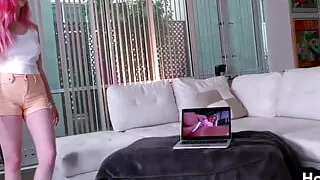 Handjob POV 21yo gal with pink hair jerks and talks dirty