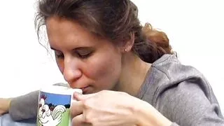 Brunette babe from Germany playing with her beautiful pussy