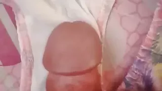 Close up cum while rubbing panties