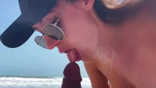 My Super POV Blowjob From Beauty Girl in a Cap, Seashore, Naked Nude Beach, Blowjob Sex Toys