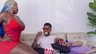 My God! Black milf with big tits and huge ass fucks gay couple for valentine's day