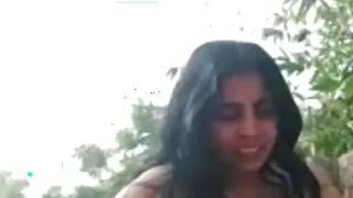 Village aunty outdoor video call fingering with here boyfriend