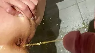 Pissing after sex on both holes with SluttyShanna