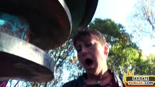 Public slut drilled by big white cock in wet pussy hole