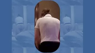 UDA Stewardess MILF gets pounded hard with her uniform still on, Cum all over her hot blue skirt, stinking of cum back to work