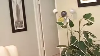 While Waiting for Her Hung Black Man to Return the Kinky Brunette Masturbates with Excitement