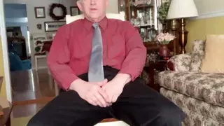 Daddy masturbating with spread wide legs