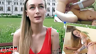 GERMAN SCOUT - Fit slim teen Elena pickup and raw fuck at model job casting