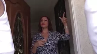 Desperate Housewife Gets Her Pussy Plowed by Two Black Guys in Front of Her Hubby