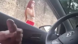 Risky masturbation on the street and a beautiful woman looking at me!