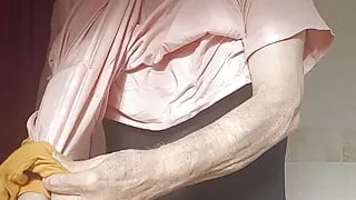 Undressing in the bathroom