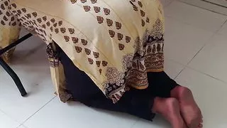 Indian desi big ass sexy stepmom gets stuck under table while cleaning Room then stepson fucks her in the ass and cums