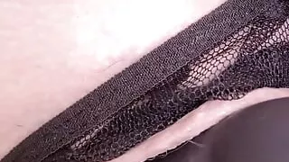 Hot Wet Pussy with Black Thongs