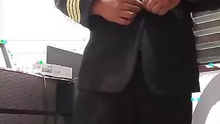 Pilot shows his big fuck ass in camera after flight training