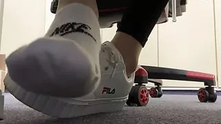 Showing my socks and feet while working