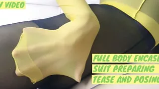 Colored nylons full body encasement teaser