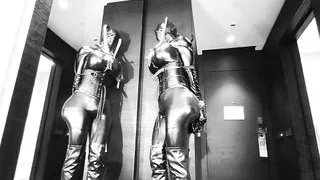 Black latex sissy slave doll gets stuck in selfbondage