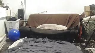 FatAssSmalldick humps a pillow then a swivel chair then projection s green tripod