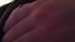 Stroking my breasts in the toilet and nipples