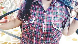 Indian school girl with step brother, telugu big boobs school step sister body massage, telugu dirty talks.