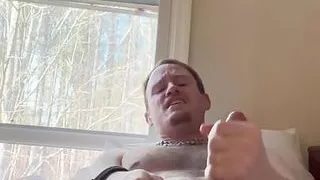 Verbal white jock beats off showing pink cock and butthole
