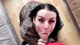 Sexy black haired gets creampie from neighbor