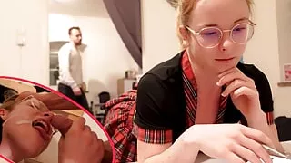 Tutoring lessons from the stiff stepbrother! But he imagined it differently!