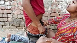 Indian Desi village hot girl called her boyfriend and fucked her in the open behind the house.