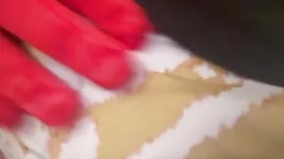 Panty try on with cock bulge