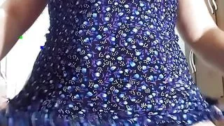 Undressing, blue baby doll and black panties