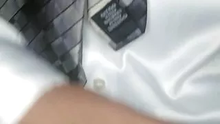 Solo in satin shirt - office fun