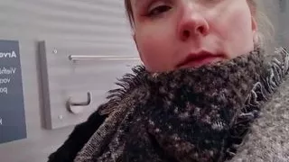 Hazel Reid tries on a pink bikini