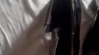 Cumming on new patent ankle boots