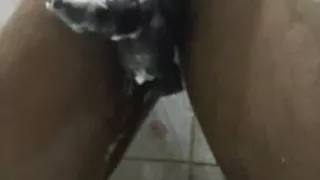 Indian Desi Big Black Dick masturbating fun while bathing