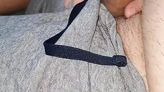 Step mom pulled out step son dick from his pants and handjob him