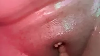 Oiled Big Ass Babe Plays With Dildo