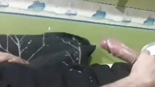 Strong masturbation fucking my hand with the tip of my big cock in a private show on Skype