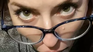 Italian Nerdy Girl Kneels and Blows BBC - Carolina Iena Interracial POV Blowjob