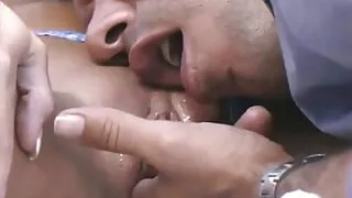 Blonde MILF Gets Nice Fucking on the Sun Bed and Then Jizzed All Over Her Face