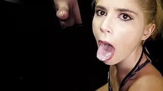 Hot Blonde & Brunette Slurping On Big Dicks At The Gloryhole