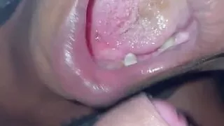 Blindfold sloppy blow job