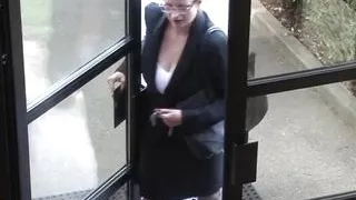 Trashy blonde slut wraps huge tits around cock