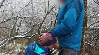 Public Blowjob And Cum Swallow Near The Mountain River