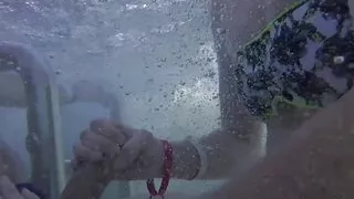 Teen student masturbate my cock in a public pool in front of everyone - it's very risky with people near- MissCreamy