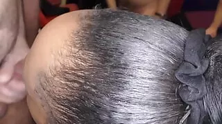 Ebony fuck doll Lola Marie enjoys a gangbang