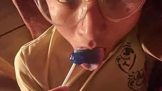 ????first Time Trying Sucking Candy By Asian
