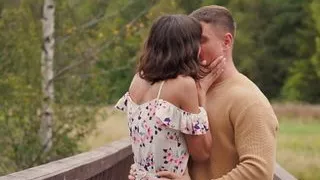 Cum all over his bride's tits in the woods