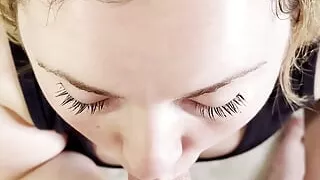 I get on my knees and suck his dick until he cums on my face